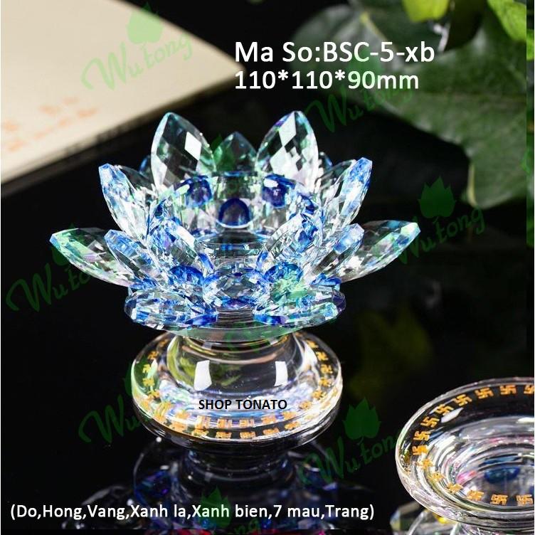 CHUNG ĐÈN CẦY BÔNG SEN PHA LÊ THỦY TINH SỐ 5 NT