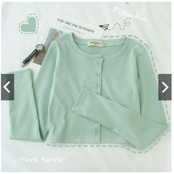 ÁO THUN TAY DÀI FOM CROPTOP BODY KÈM NÚT