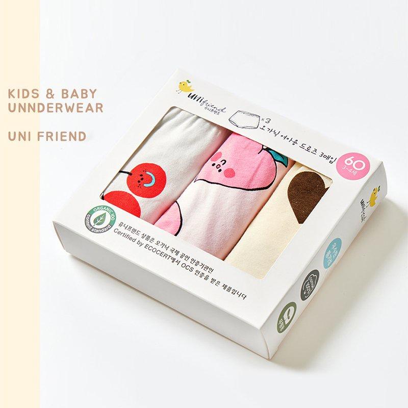 Set 3 quần chip đùi cho bé gái U6002 - Unifriend Hàn Quốc, Cotton Organic