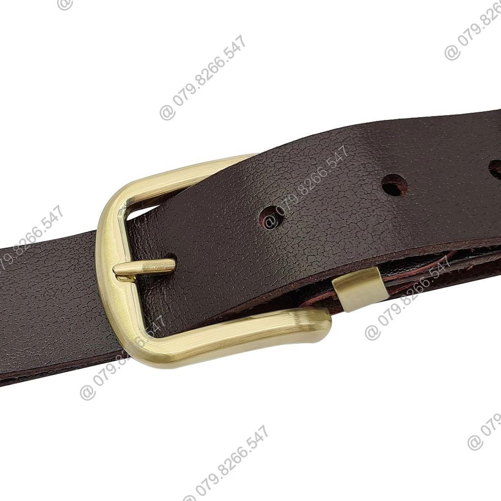 Thắt lưng nam da bò cao cấp DHM-059 | Mặt thắt lưng khóa kim nguyên khối