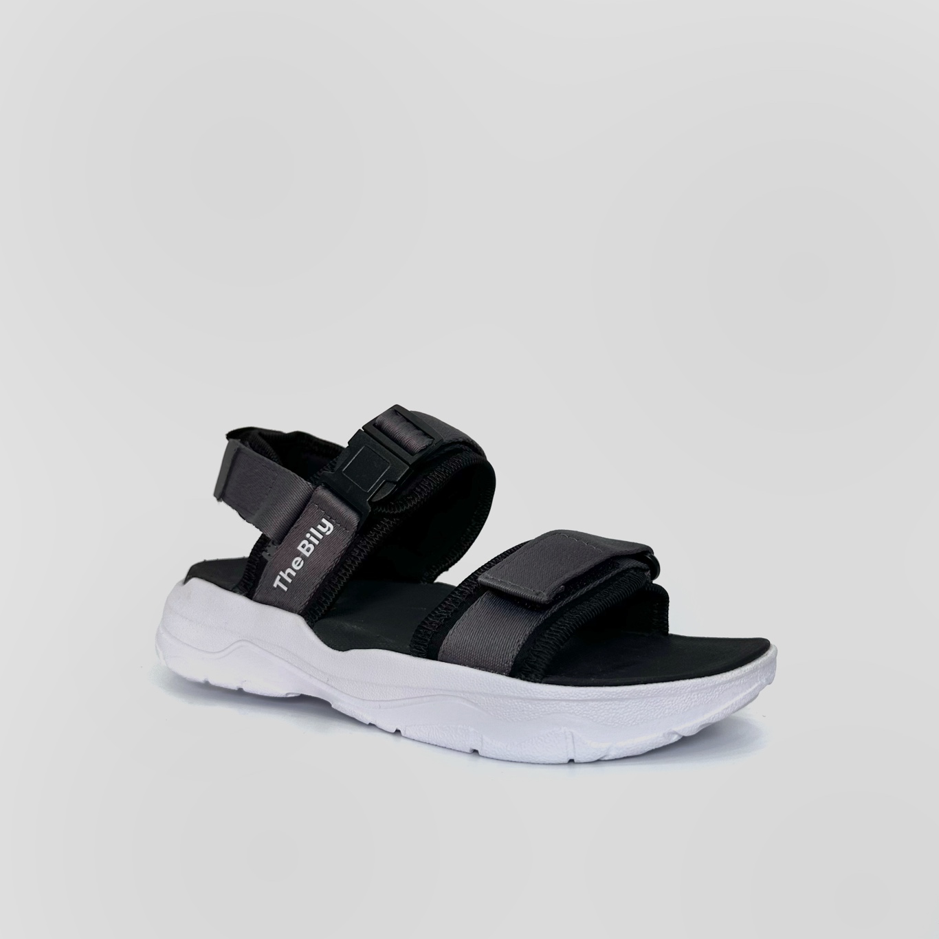 Giày Sandal Nam Nữ Unisex The BiLy Quai Ngang Dây Dù Đế IP Siêu Êm Nhẹ Đế Trắng Màu Xám-BLDT09