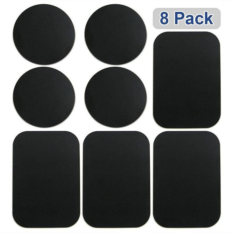 8 Pcs Magnetic Metal Plates Sticker for Smart Phones Matte Black
