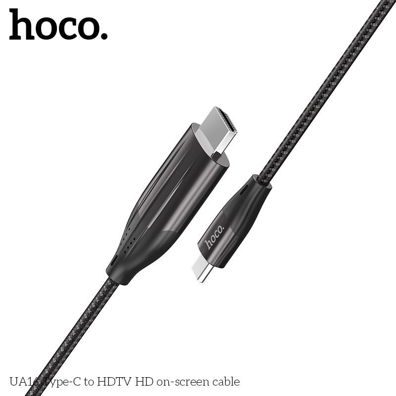 Cáp Type C ra HDMI 4K 2m Hoco UA16, dây chuyển hình ảnh âm thanh từ điện thoại sang máy chiếu, tivi hàng chính hãng