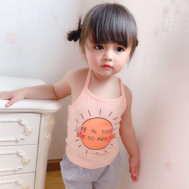 Áo cotton 2 dây cho bé gái cực mát