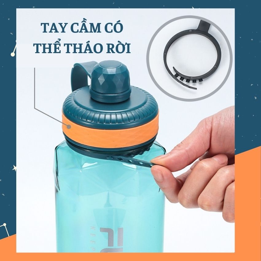 Bình nước tập gym 2 lít 2,2 lít nhựa PC58 BPA Free an toàn tuyệt đối cho sức khỏe người sử dụng