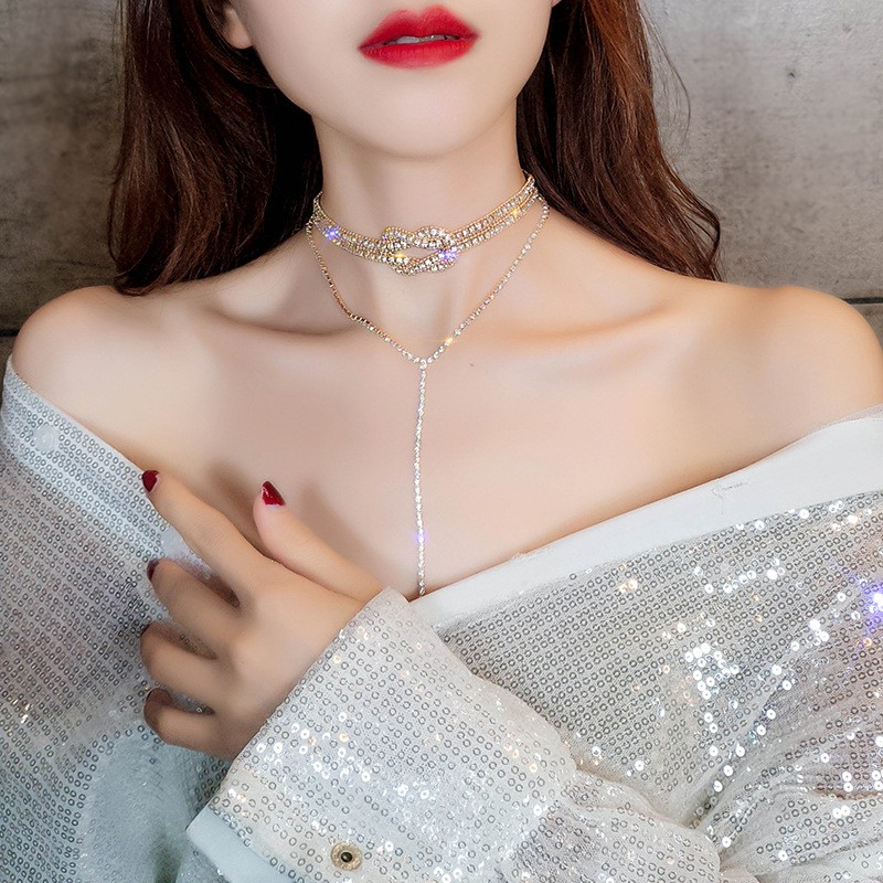 Vòng cổ choker thiết kế độc đáo hình xoắn thả sợi dài