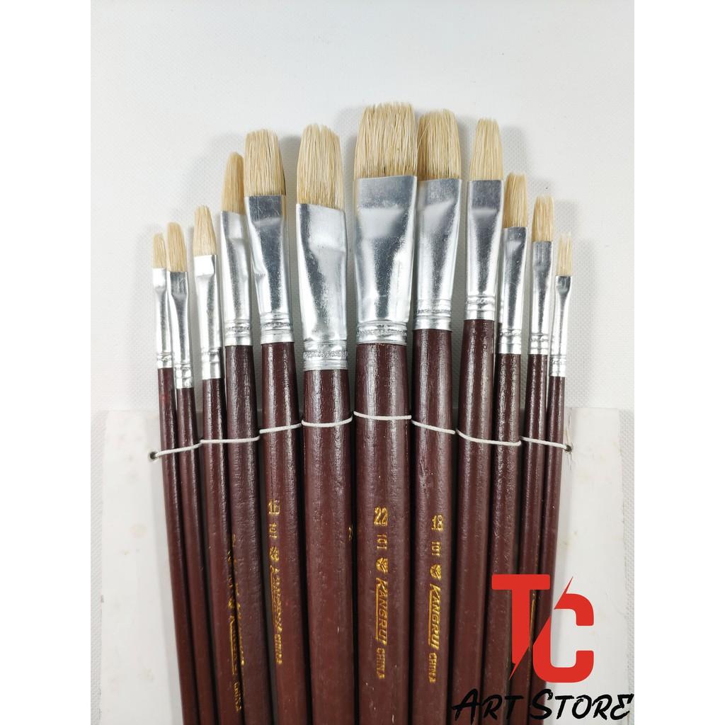 Bộ cọ sơn dầu KANGRUI Thân Nâu Artist brush 12 cây