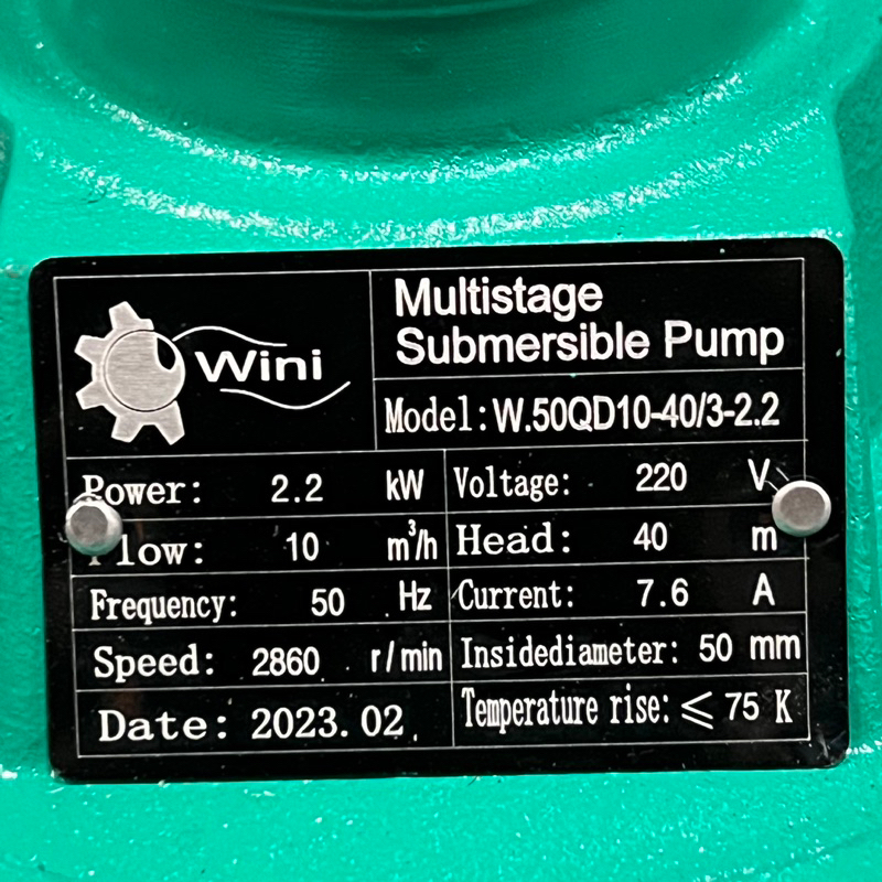 Máy bơm chìm đa tầng cánh 2.2Kw cổ 50 Wini 50QD10-40/3-2.2 - Bảo hành 1 năm