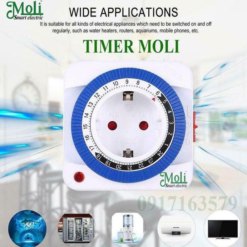 Ổ CẮM HẸN GIỜ MOLI - HẸN GIỜ CƠ 24H