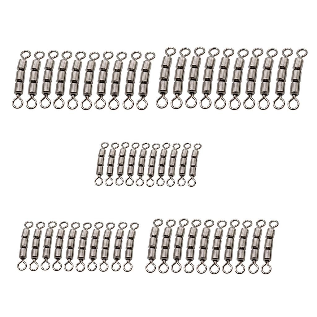 10pcs Fishing Triple Rolling Swivels Solid Ring Hook Line Connector 02