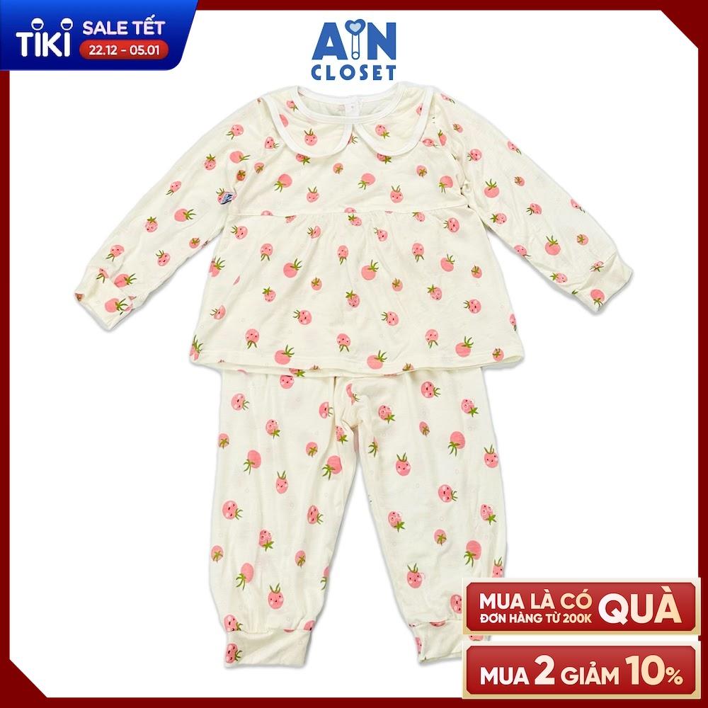 Bộ quần áo dài bé gái họa tiết Cà Chua hồng thun cotton - AICDBGRPTGJU - AIN Closet