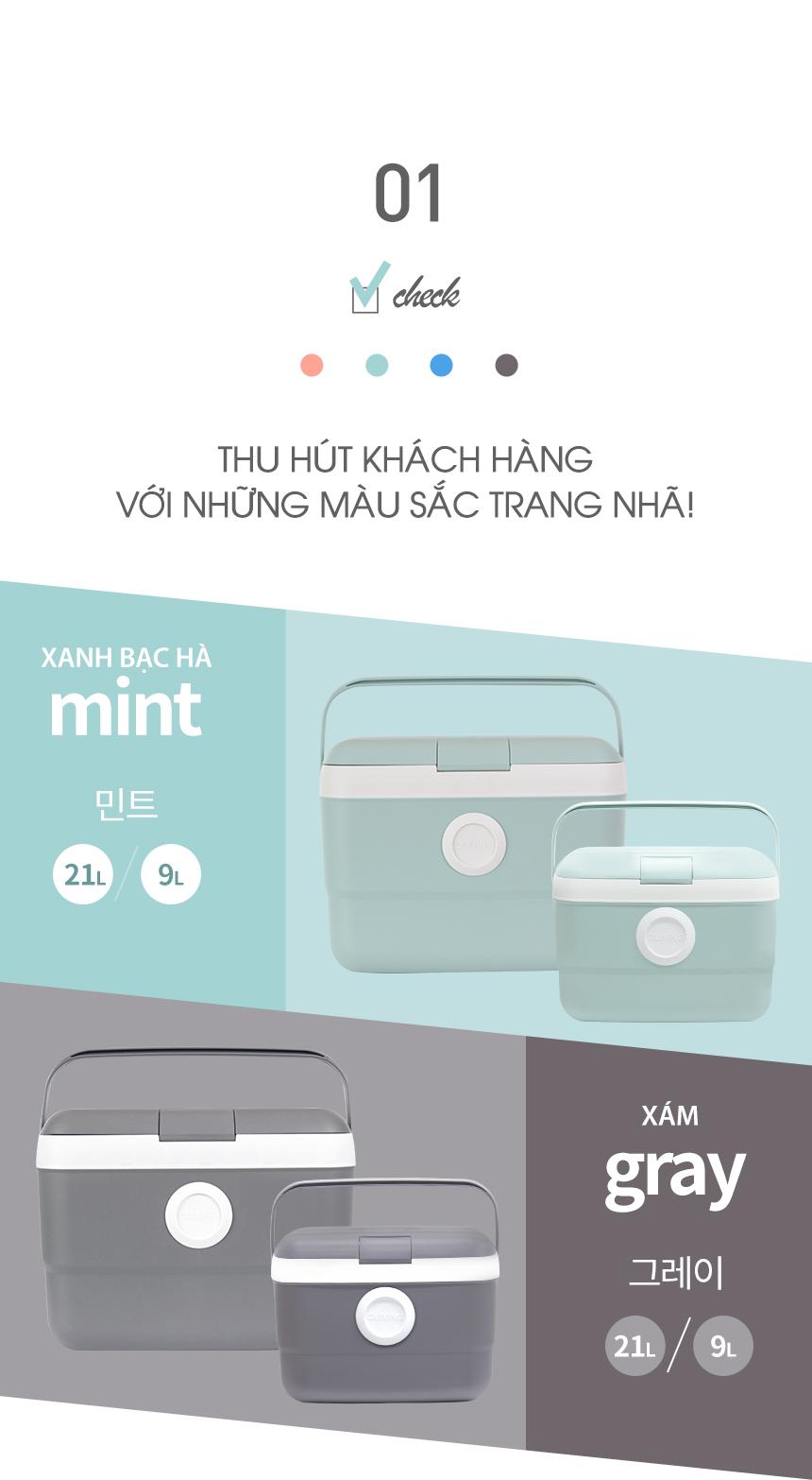 Thùng đá 21L Living on, xanh IB-21L-MT-LO
