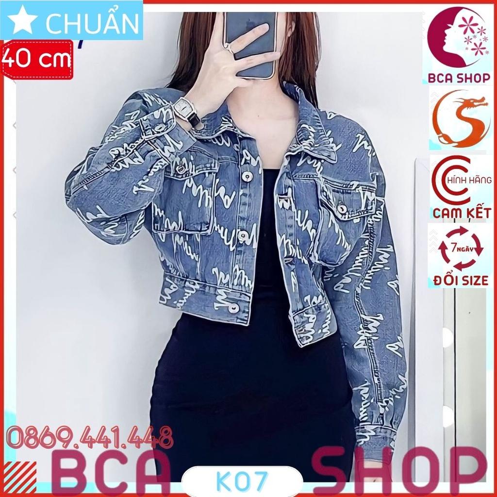 Áo khoác jeans nữ K07 ROSATA tại BCASHOP kiểu dáng croptop, thời thượng với chất jean cao cấp, phom chuẩn - xanh