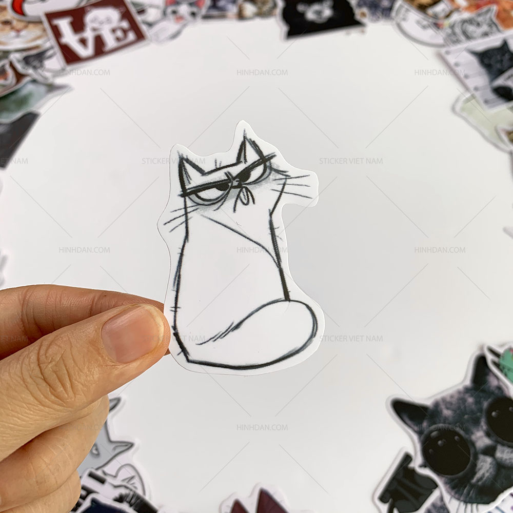 Bộ sticker chủ đề Mèo - Cat - Boss 2019, decal hình dán thú cưng  chống nước, trang trí nón bảo hiểm, điện thoại, lap top