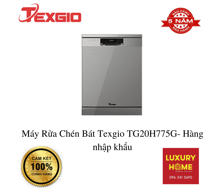 Máy Rửa Chén Bát Texgio TG20H775G- Hàng nhập khẩu