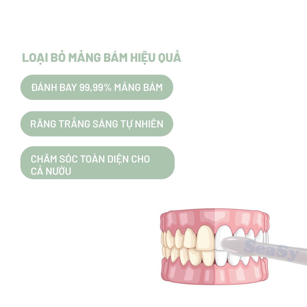 Set 2 Đầu bàn chải điện thay thế SeaSy X8 Pro lông chải siêu mềm kháng khuẩn - Hàng Chính Hãng