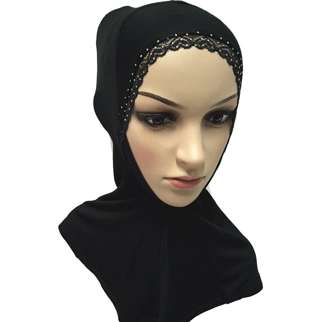 Womens Fashion Accessory Full Cover Wrap Muslim Hijab Caps Head Scarf Black