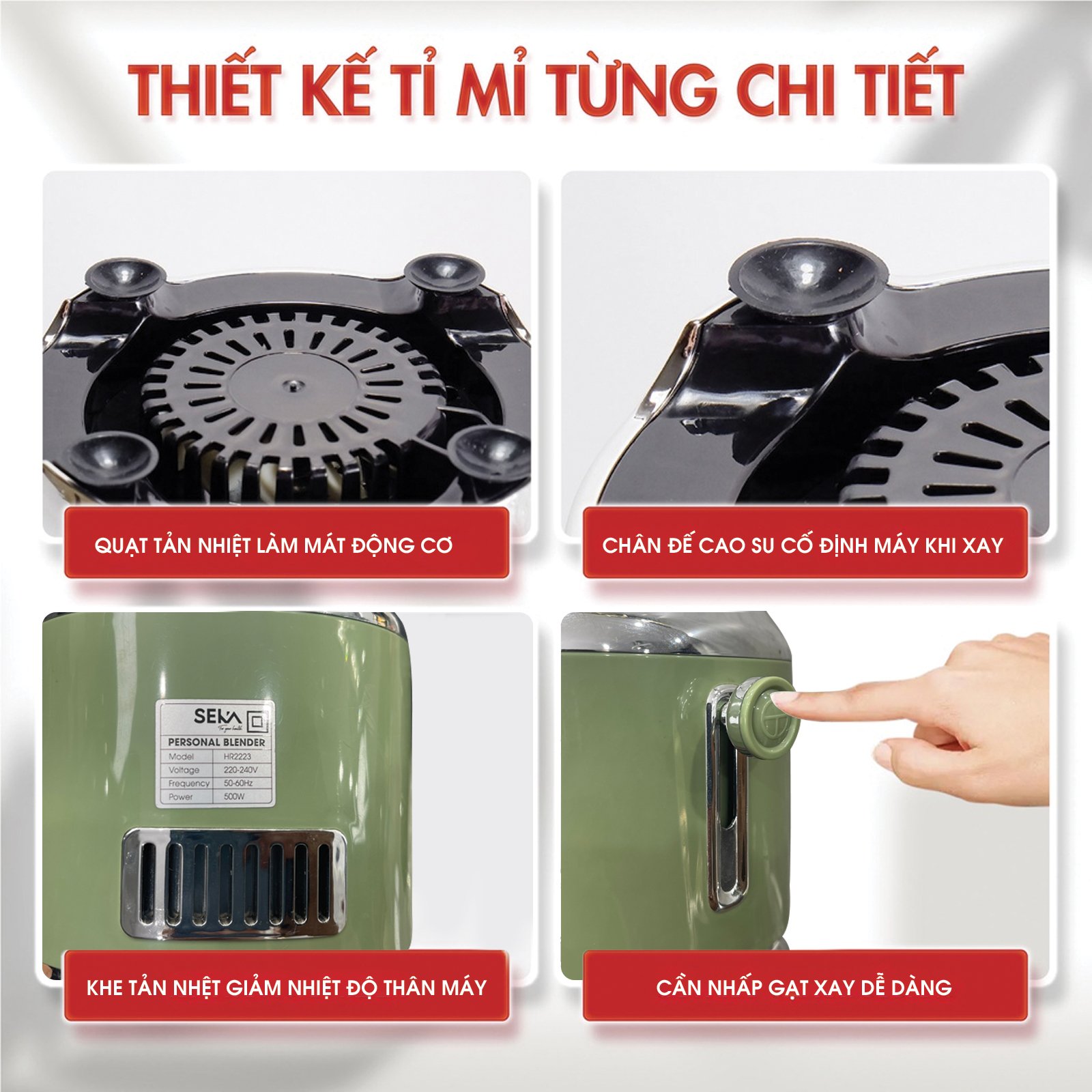 Máy xay sinh tố , máy xay thịt cầm tay, tặng kèm 3 cối xay hàng chính hãng