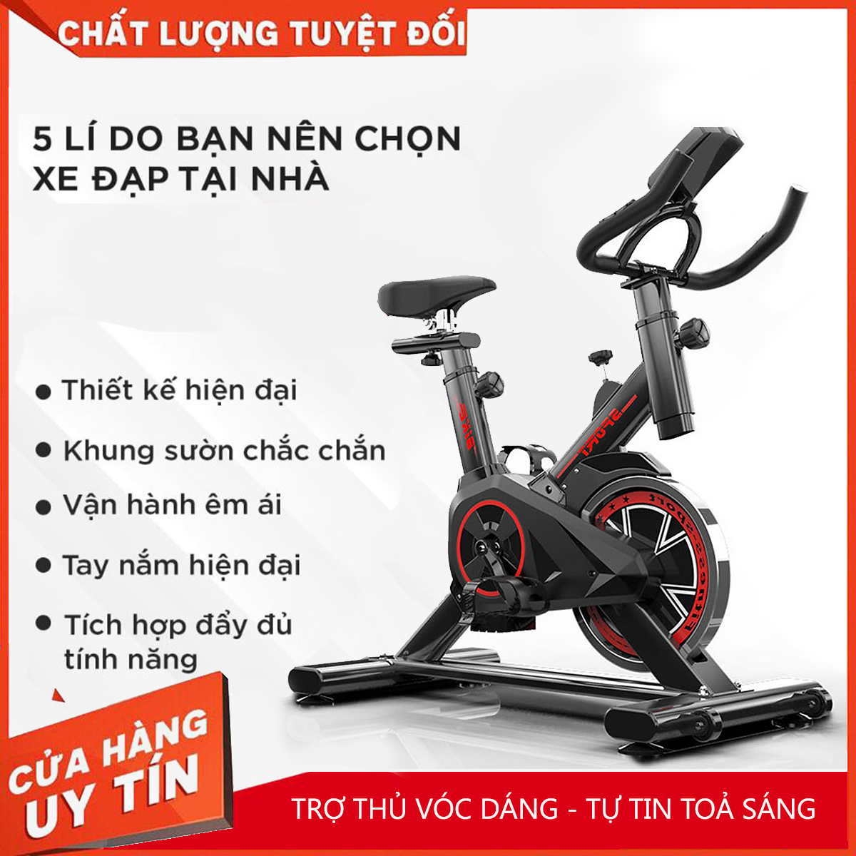 Xe Đạp Tập Tại Nhà - Xe Đạp Tập Gym Tại Nhà - Thiết kế khung thép sang trọng và chắc chắn, Màn hình LED điện tử thông minh.