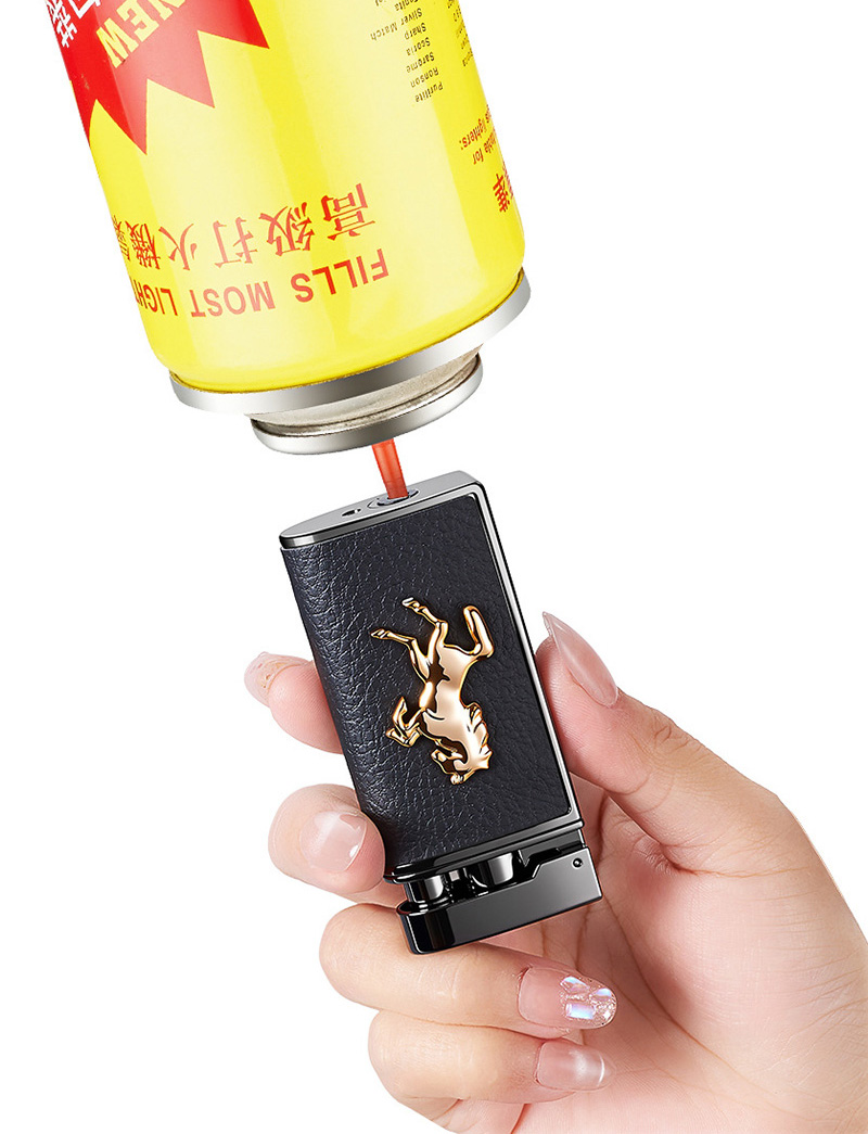 Bật Lửa Khè Kim Loại Bọc Da Hình Con Ngựa – Xài Gas