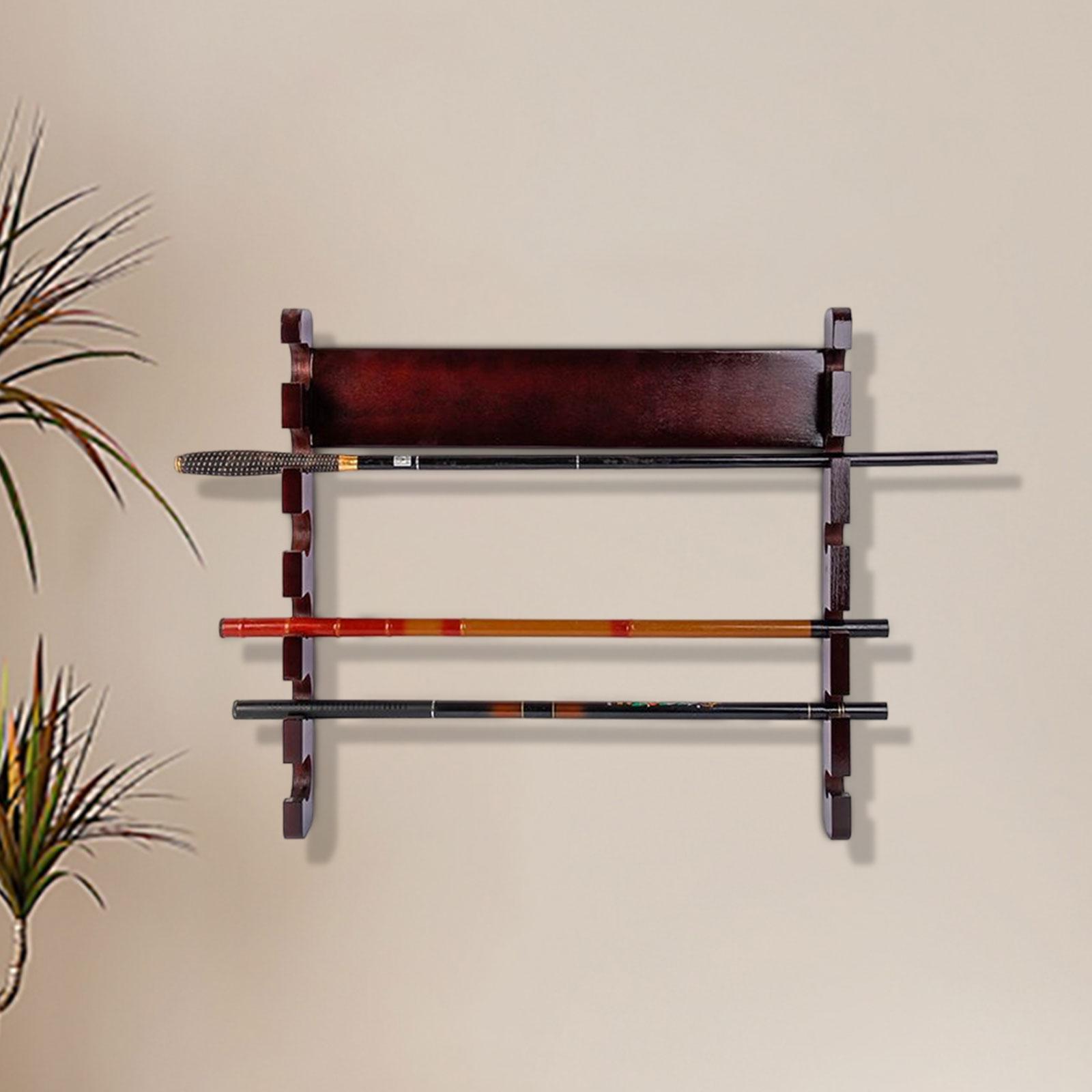 Fishing Rod Pole Holder, Fishing Rod Rack, Fishing Pole Wall Storage Stand, Wooden Fishing Rod Holder Holds 6 Rods Rod Storage Rack for Indoor