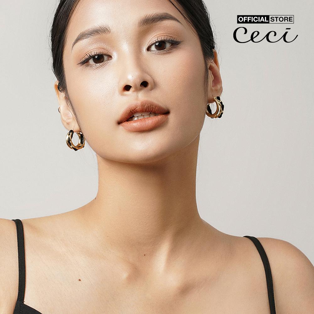 CECI - Khuyên tai nữ khoen tròn xoắn vải dạng hở thời trang CC1-07000101-27