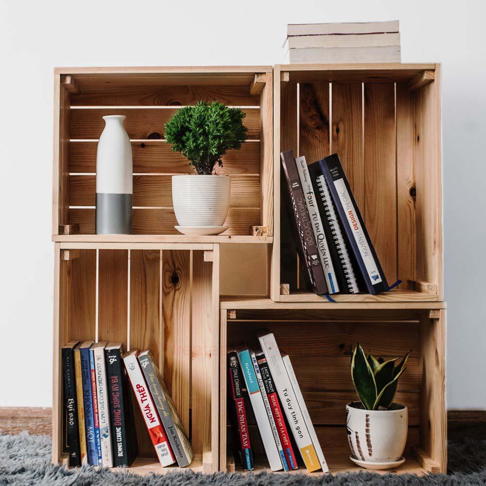 Thùng Gỗ Pallet Đa Năng/ Hộp Gỗ Thông Trang Trí++Size lớn: 40 x 30 x 20 cm+Size bé: 35 x 25 x 15 cm