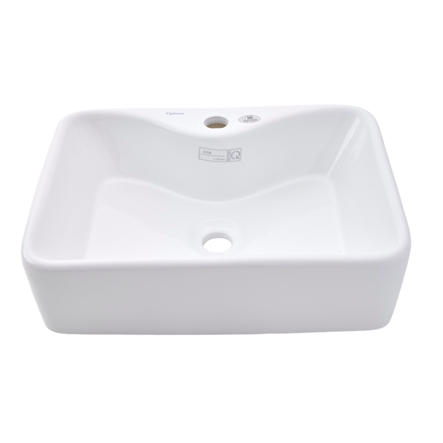 Lavabo đặt bàn Viglacera V72 màu trắng hình chữ nhật, chất liệu sứ ceramic, lòng chậu sâu - Hoa Sen Home - Hàng chính hãng