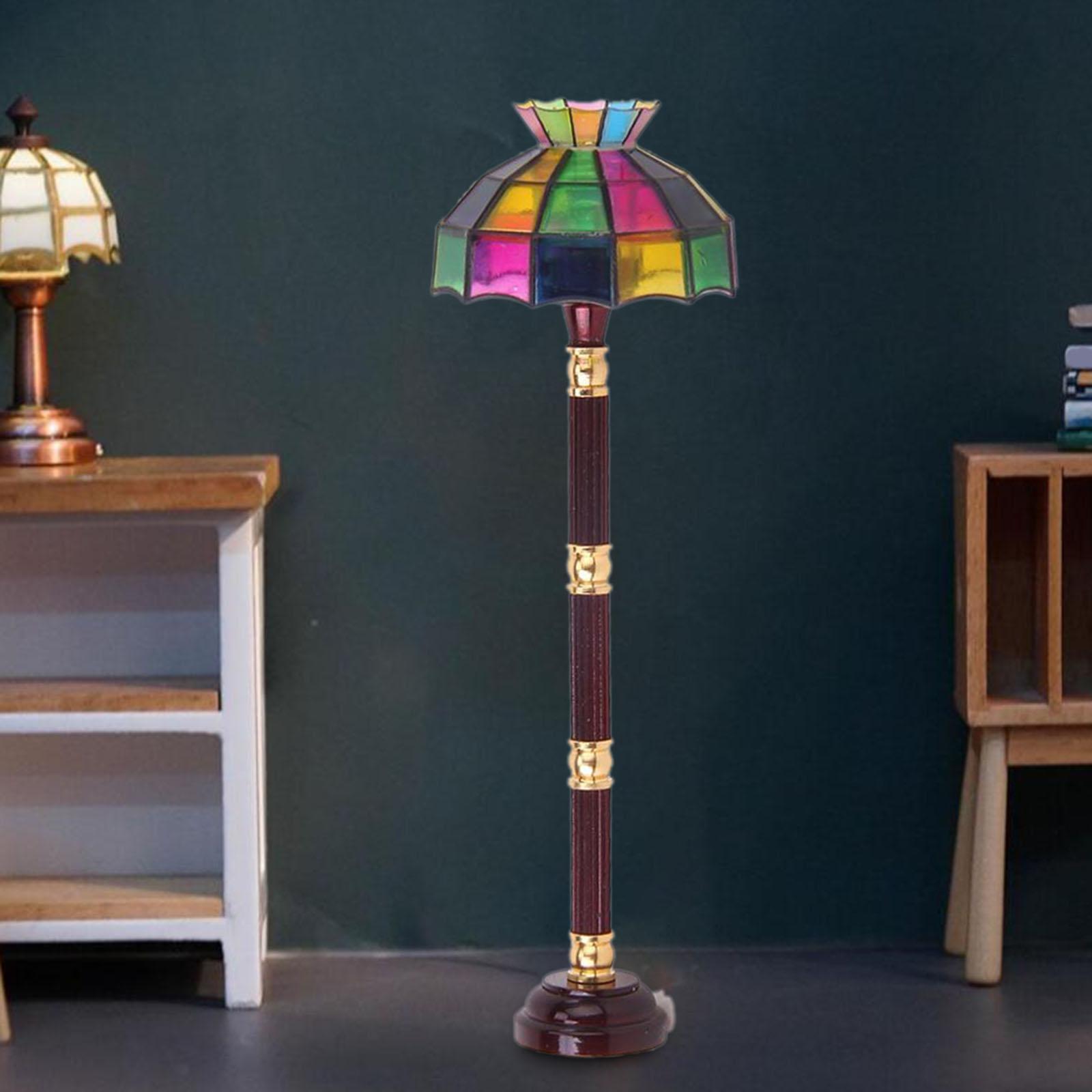 2x Modern 1/12 Scale Dollhouse Table Lamp with Floor Light Model Living Room Supplies Decor
