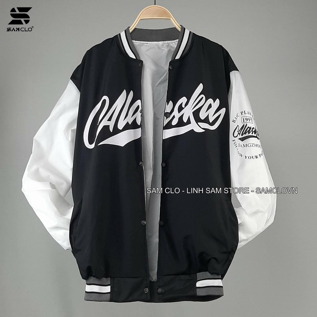 Áo khoác dù bomber 2 lớp nam nữ SAM CLO phong cách bóng chày form rộng unisex mặc cặp - couple in chữ ALASKA