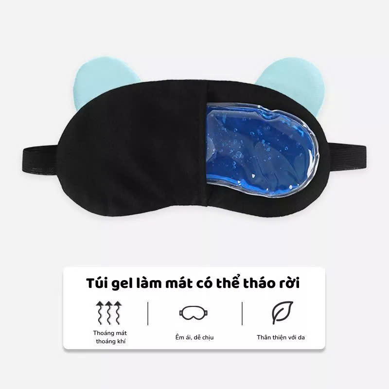 Tấm Che Bịt Mắt Có Túi Gel Làm Mát Giảm Căng Thẳng Kích thước 19x10 cm- Giao ngẫu nhiên