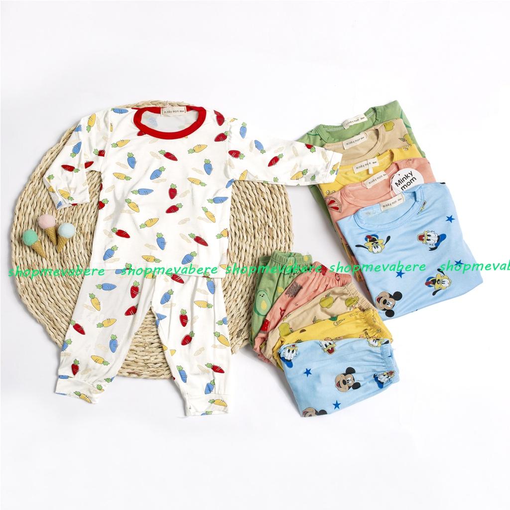 Bộ dài tay thun lạnh Minky cho bé trai, bé gái 8-18kg nhiều họa tiết đẹp -