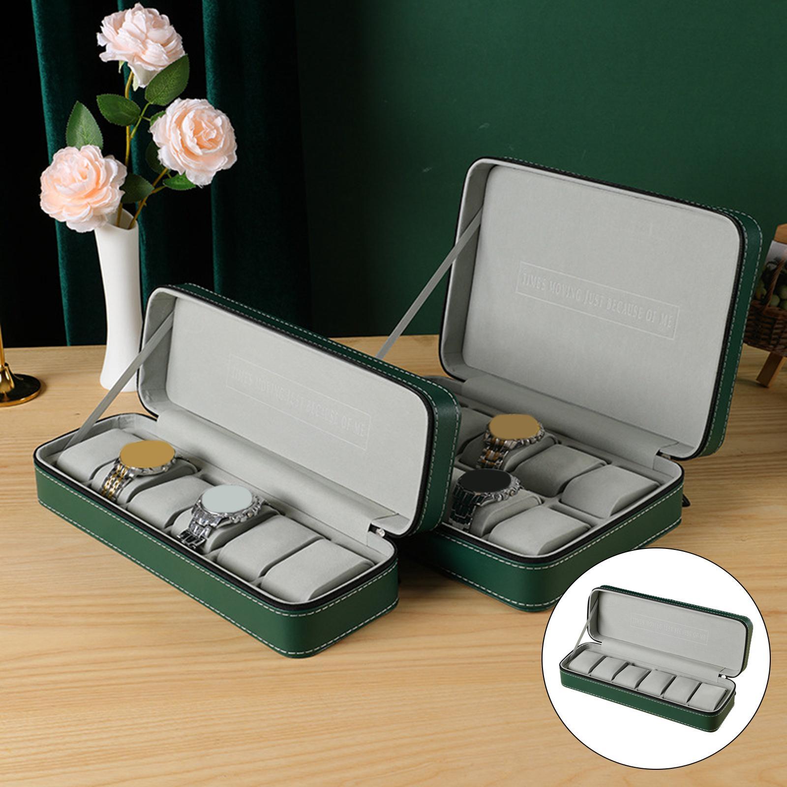 PU Leather Watch Box Elegant Wooden Storage for Smart Travel Case