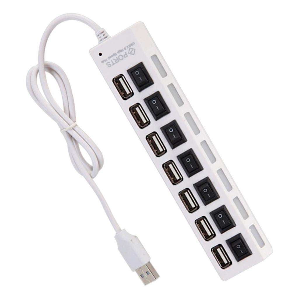 Hub USB 2.0 7 Cổng W / Công Tắc Bật / Tắt Bộ điều Hợp Tốc độ Cao Cho PC Splitter