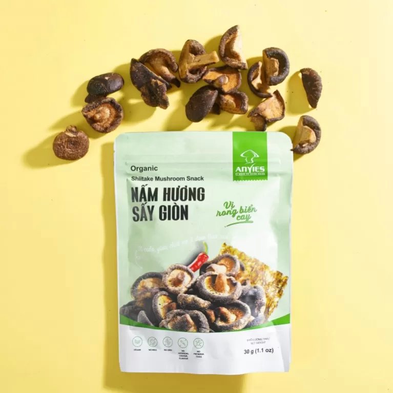 Nấm hương sấy giòn Anvies vị rong biển ít calo, giàu chất xơ, snack healthy, hỗ trợ giảm cân - 30g