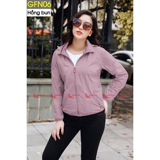 Áo gió nữ CARDINA 2 lớp chất gió trơn cao cấp chống nước cản gió cản bụi chống nắng nhẹ