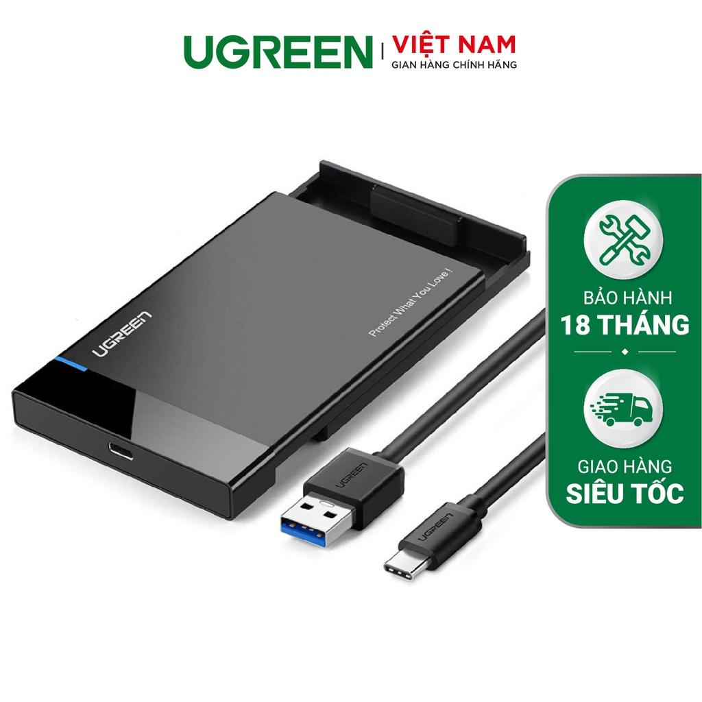 Hộp đựng ổ cứng 2.5 inch SSD, HDD hỗ trợ 6TB,chuẩn SATA UGREEN US221 vỏ nhựa ABS - Hàng chính hãng