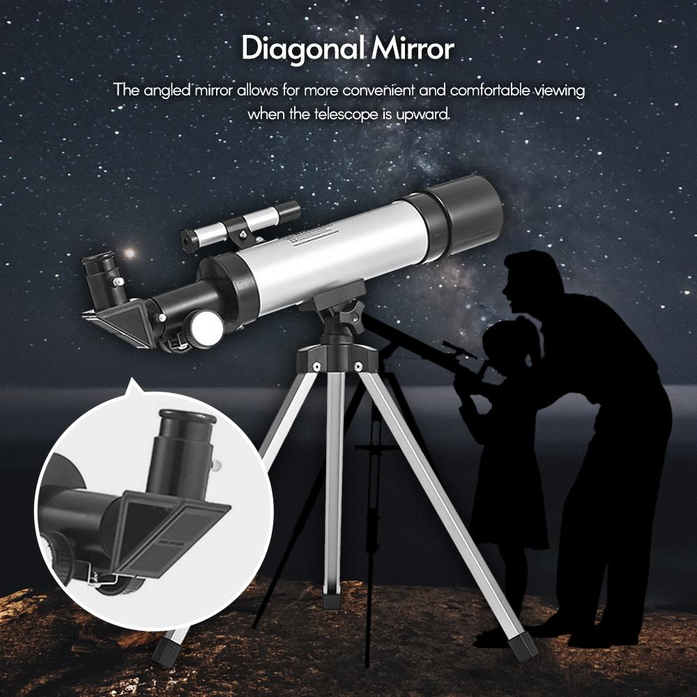 Astronomical Telescope Compact Portable Telescope of 90X Magnification with Finder Scope Adjustable Tripod for Kids