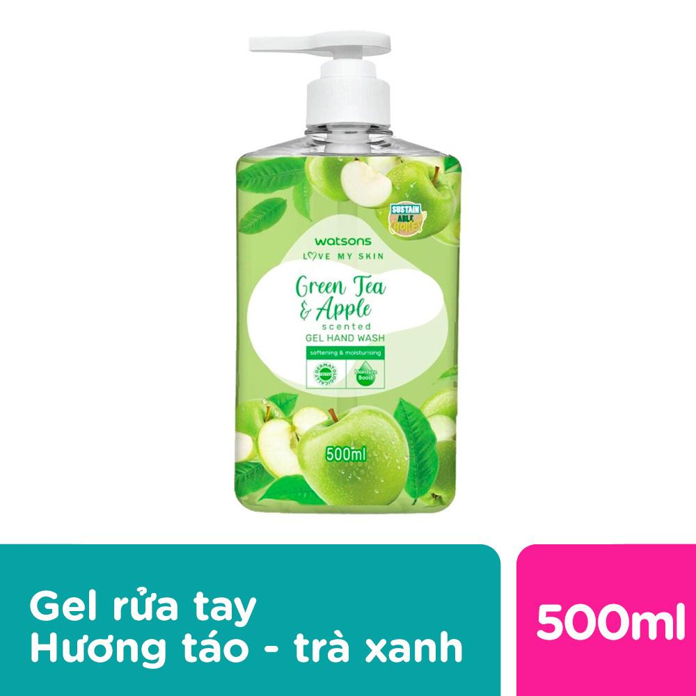 Gel Rửa Tay Watsons Love My Skin Green Tea Apple Scented Gel Hand Wash 500ml