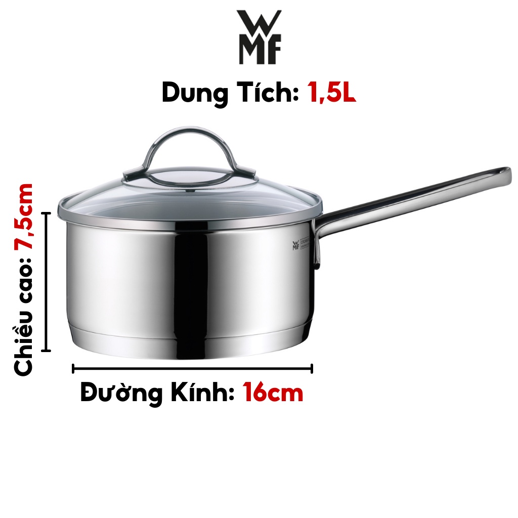 Quánh WMF Provence Plus Saucepan 16CM 1,4L Đáy Từ 3 Lớp Nguyên Khối Có Nắp Dùng Cho Mọi Loại Bếp - 0724166380