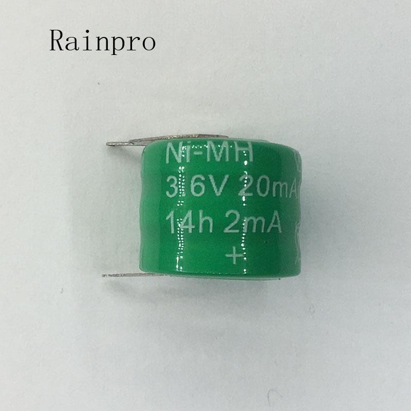 1 Cái/lốc 20Mah 3.6V Ni-MH Pin Ni MH Có Chân Sạc Tế Bào Nút Pin