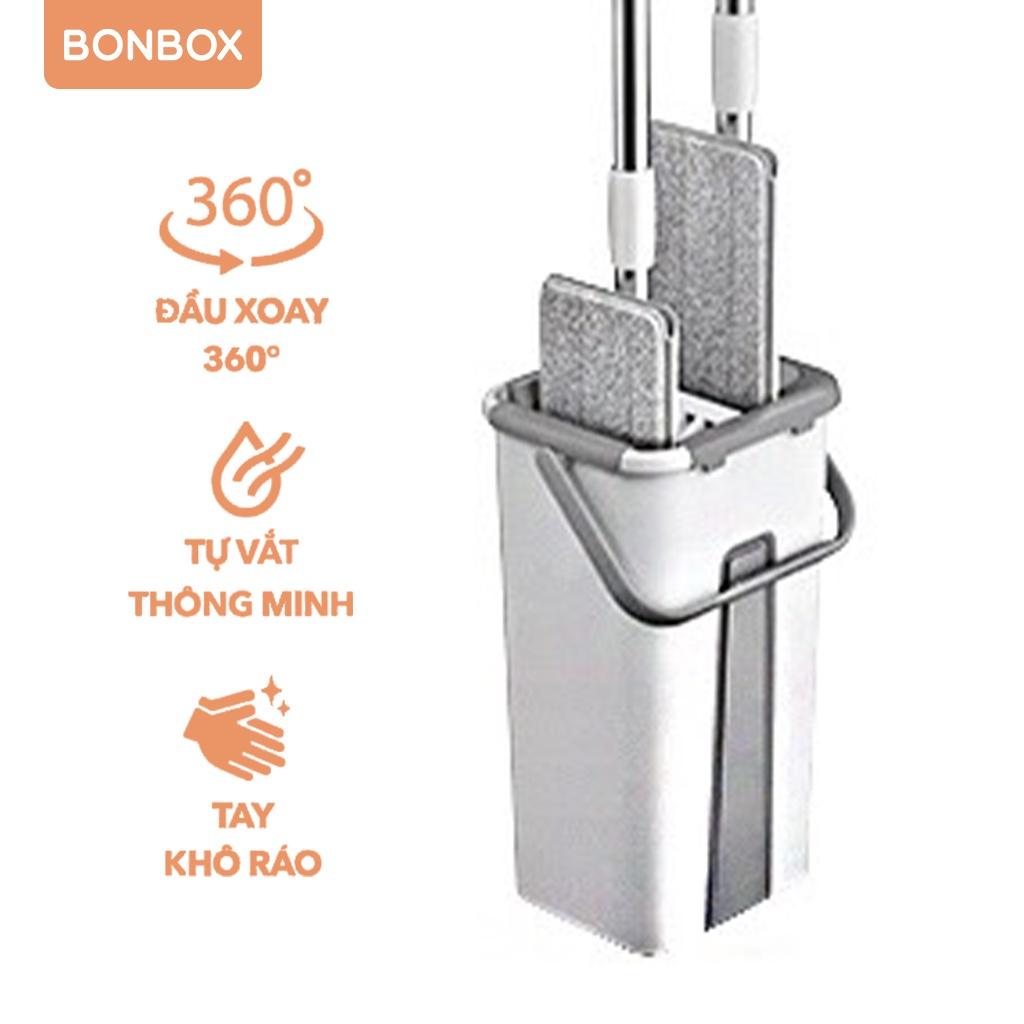 Cây lau nhà tự vắt thông minh BONBOX BCT702 xoay 360 độ kèm thùng tự vắt 2 ngăn - Hàng chính hãng