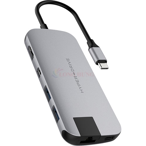 Cổng chuyển đổi HyperDrive Slim 8-in-1 USB-C Hub HD247B - Hàng chính hãng