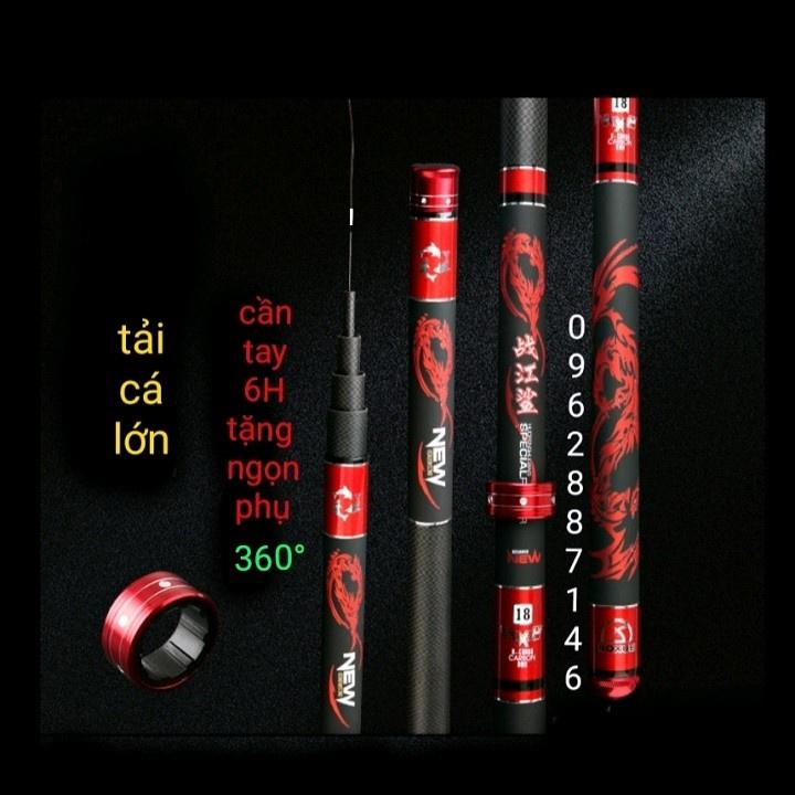 Cần câu tay xích long 6H catbon tặng ngọn phụ