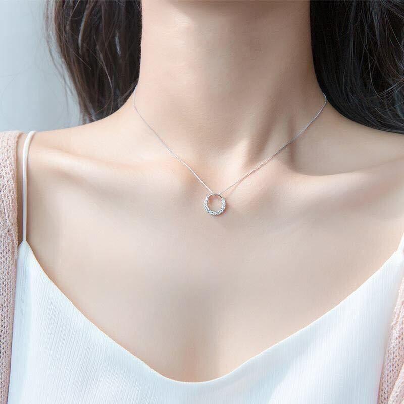 Dây chuyền bạc- dây chuyền mặt đá dạng tròn, dây thời trang nữ đẹp BẠC ĐẸP