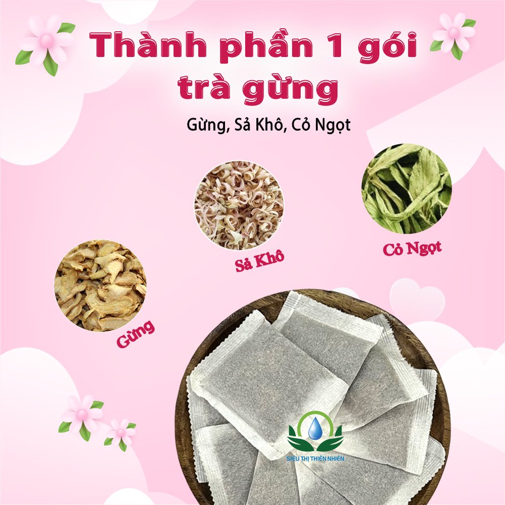 Trà Gừng hộp 30 Túi Lọc x 3gram Siêu Thị Thiên Nhiên, giải cảm, giảm ho, làm ấm cơ thể