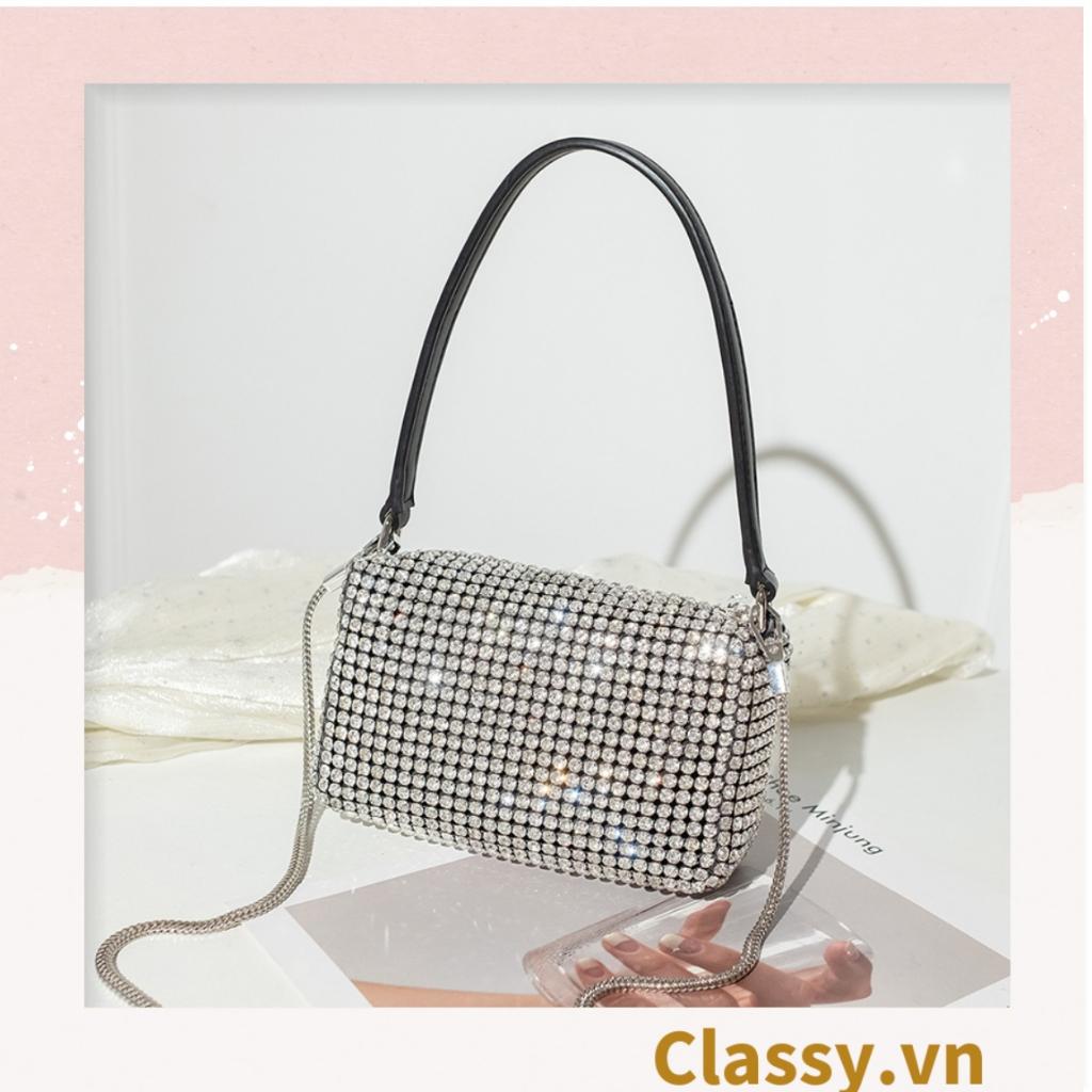 Túi đi tiệc dành cho nữ Classy có đính hạt cườm, phù hợp cho các buổi đi chơi, đi tiệc sang trọng T1183