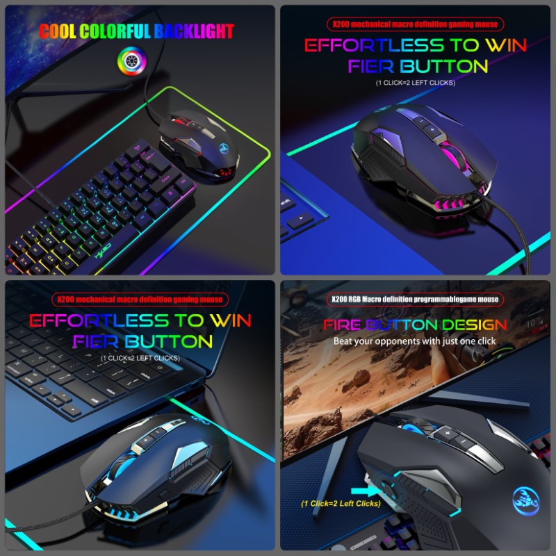 Chuột LED RGB 8000DPI Gaming Mouse HXSJ X200 - hàng nhập khẩu