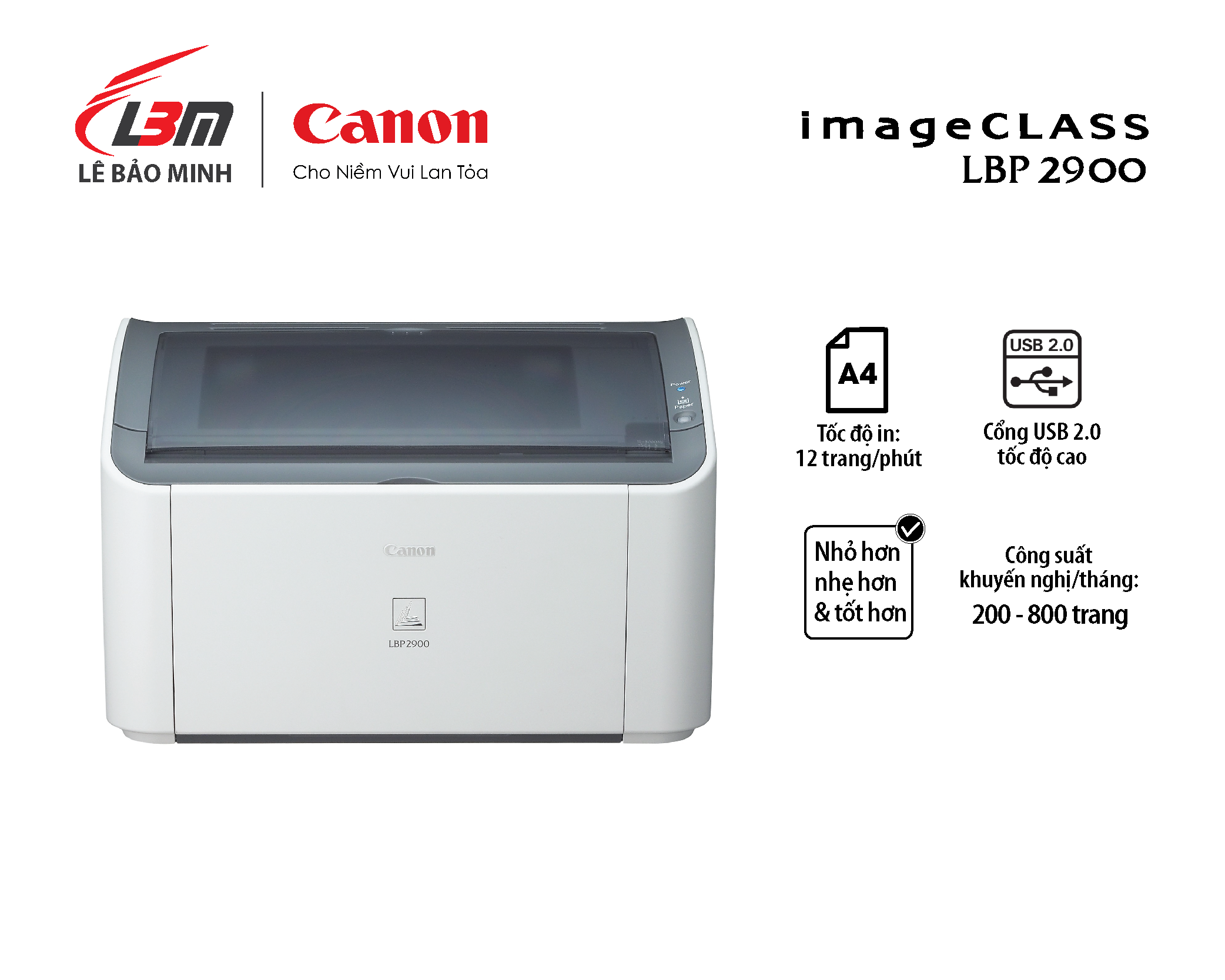 Máy in laser đơn năng Canon LBP2900 - Hàng chính hãng