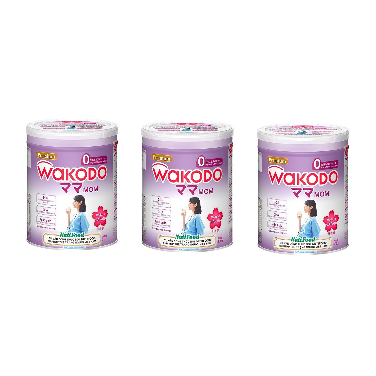 Bộ 3 Lon Sữa Bột Wakodo Mom - 300g